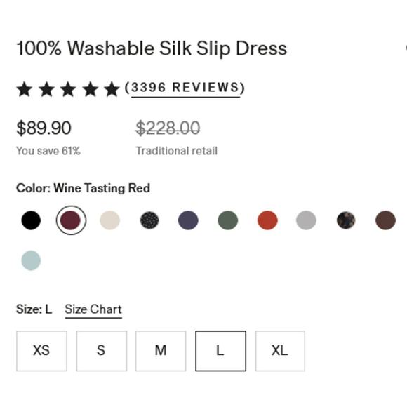 Quince 100% Washable Silk Slip Dress Size L NWOT Burgundy - Picture 5 of 5